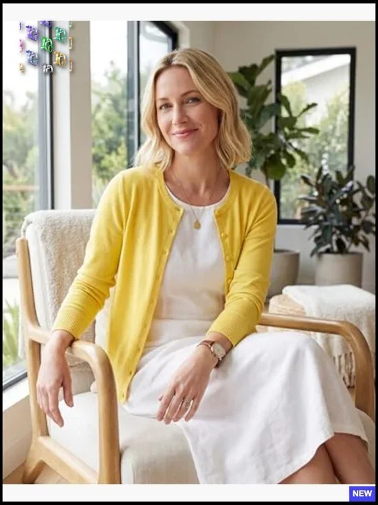 Lightweight Button Down Cardigan Long Sleeve Soft Knit Crew Neck Casual Chic - Picture 3 of 7